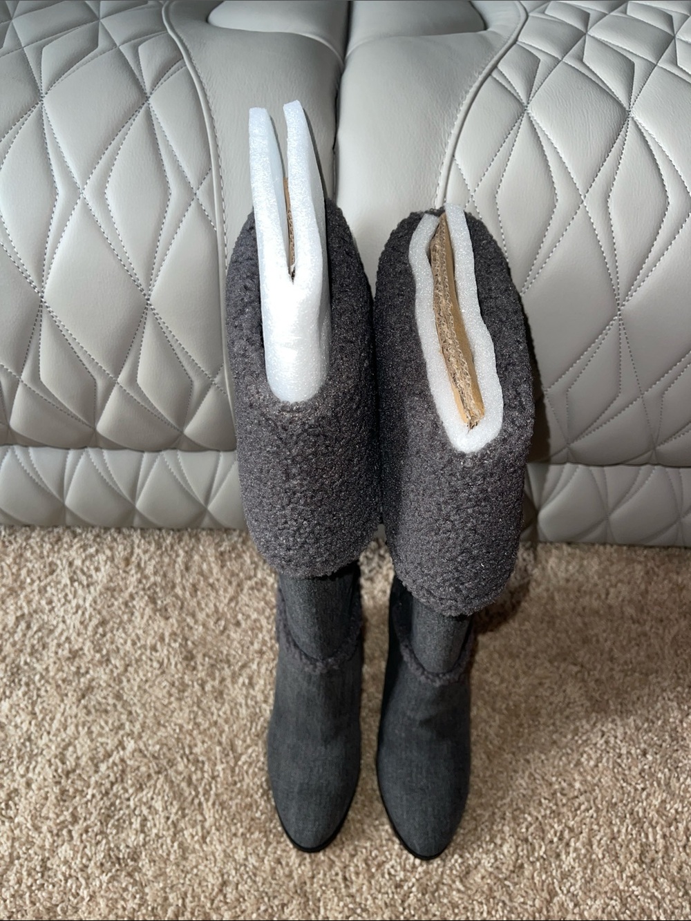 Jessica Simpson Gray Shearling-Trim Knee Boots - Picture 14 of 15